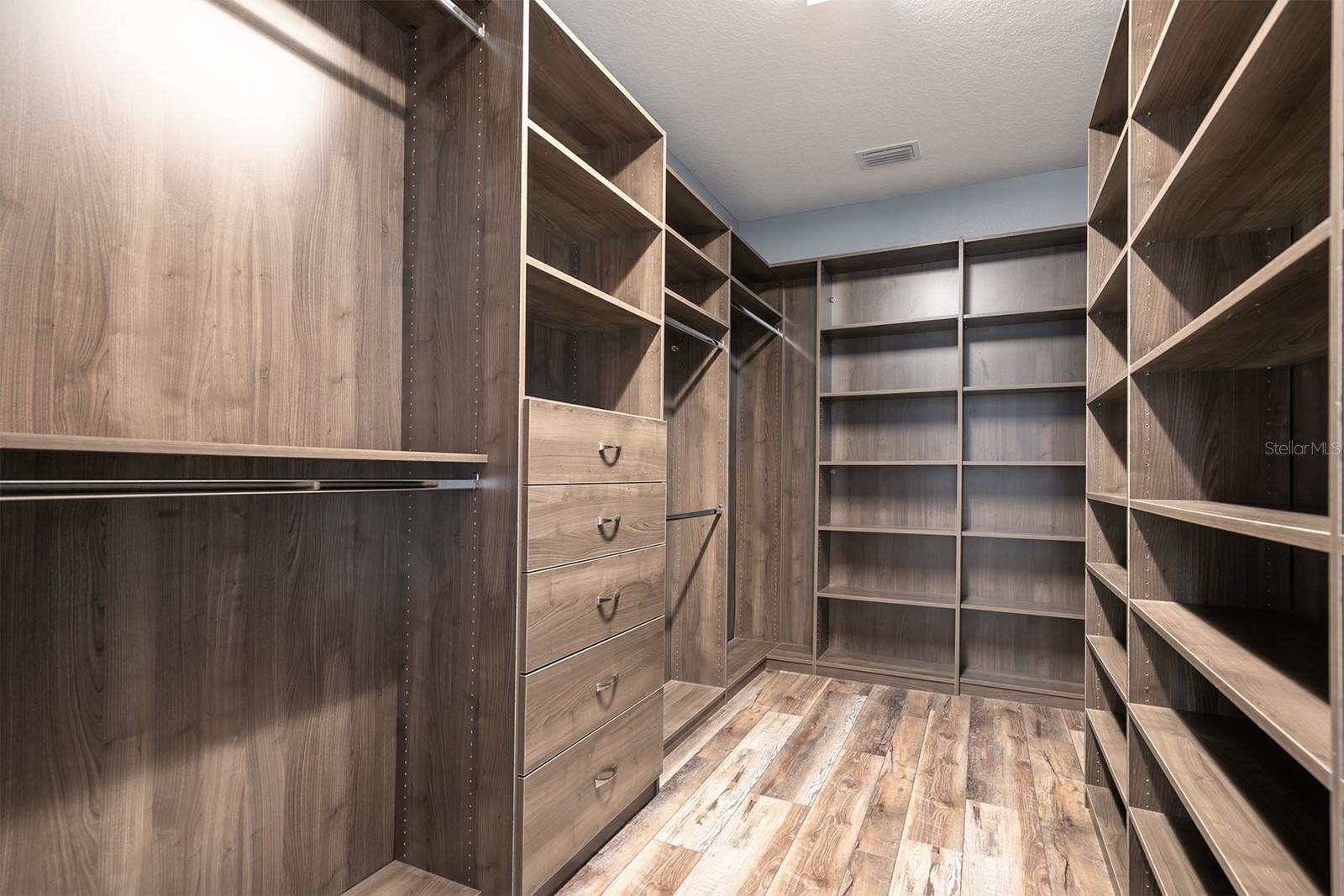 built in brown closet system